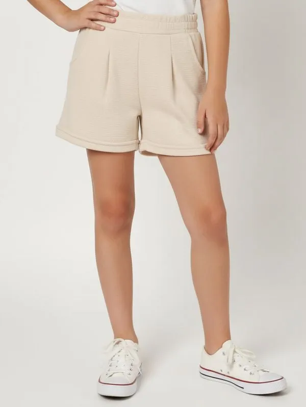 Short Moletinho Tricot Juvenil Para Menina - BEGE 10