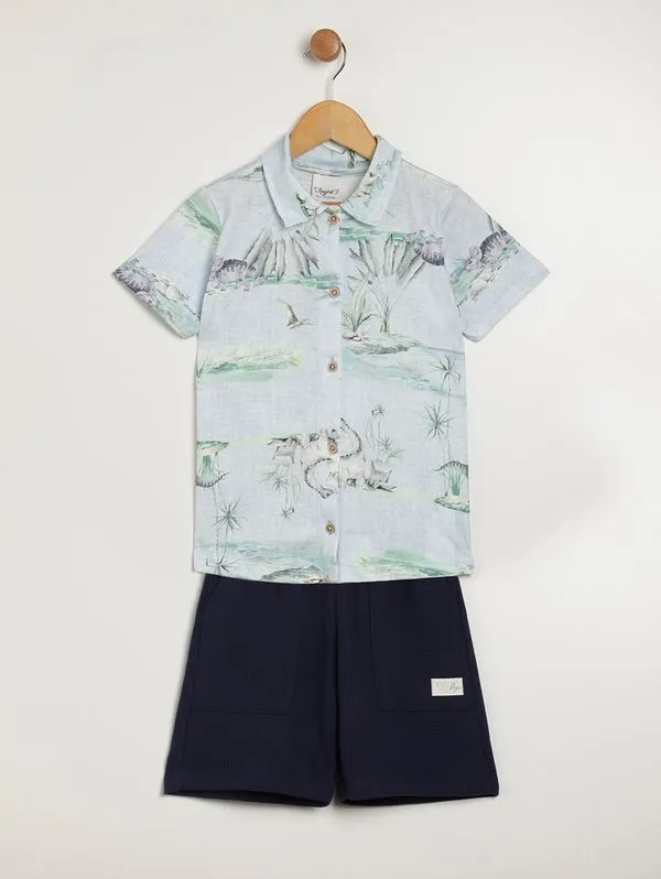 Conjunto Curto Infantil Para Menino - AZUL 1
