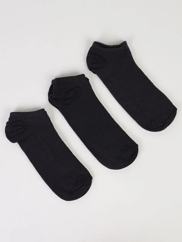 Kit com 03 Meias Cano Curto Femininas PRETO UN