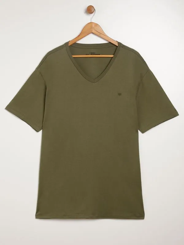 Camiseta Manga Curta Básica Plus Size Masculina VERDE G3