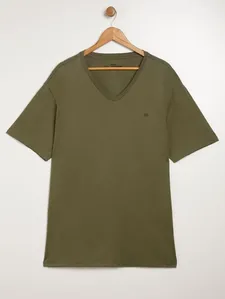 Camiseta Manga Curta Básica Plus Size Masculina VERDE G3