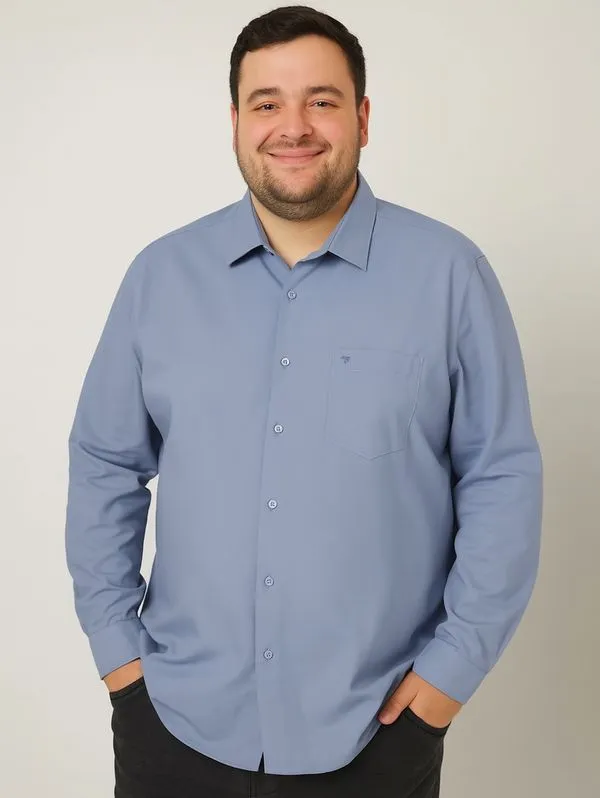 Camisa Nobre Manga Longa Plus Size Masculina AZUL 8