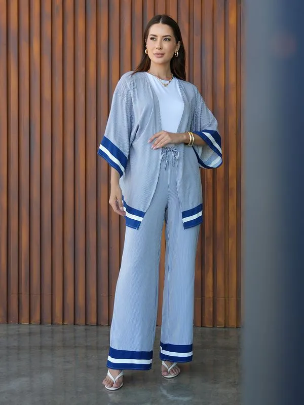 Quimono Listrado Autentique Feminino AZUL PP