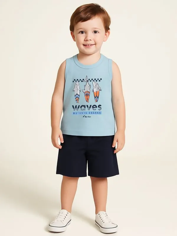 Conjunto Curto Infantil Para Menino - AZUL 1