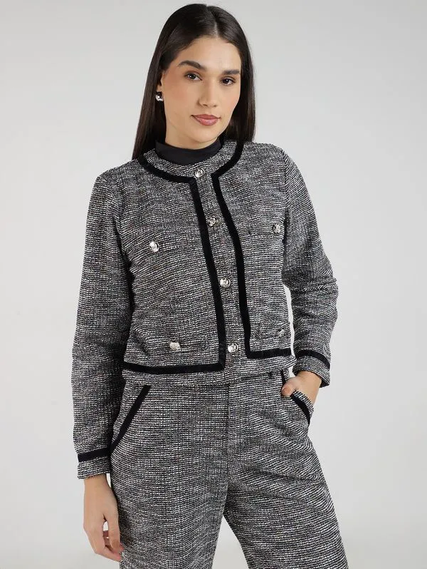 Casaco Tweed Autentique Feminino PRETO G