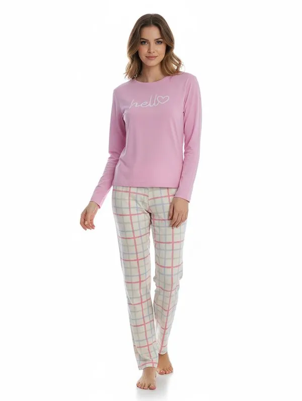 Pijama Longo Xadrez Feminino ROSA P