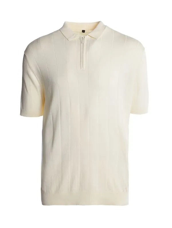 Polo Tricot Canelado Manga Curta Masculino OFF WHITE P