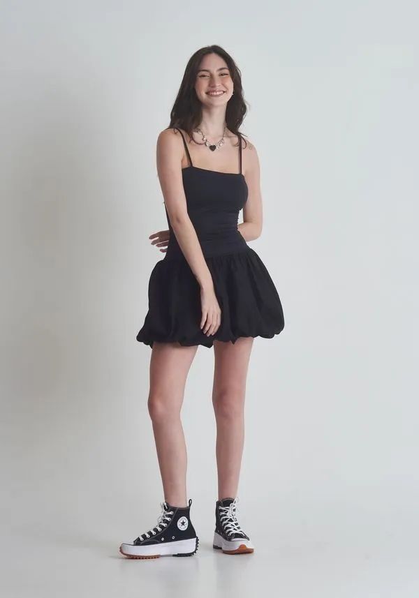 Vestido balonê com alças Preto G