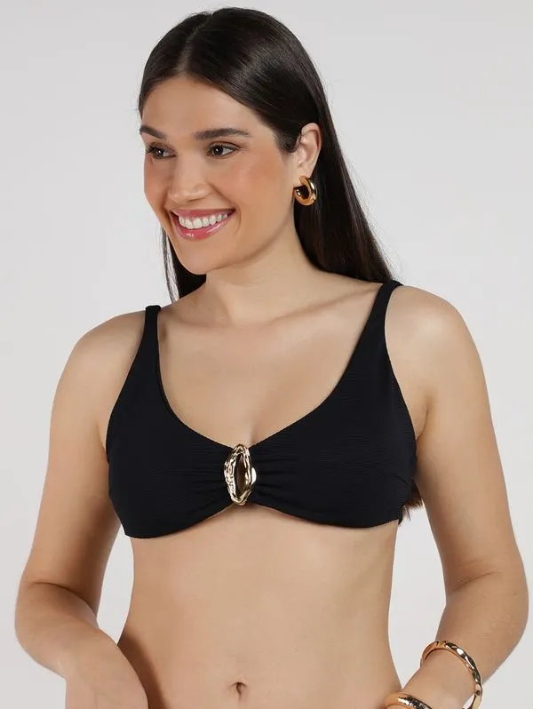 Biquíni Bojo Removível Texturizado Feminino PRETO 40
