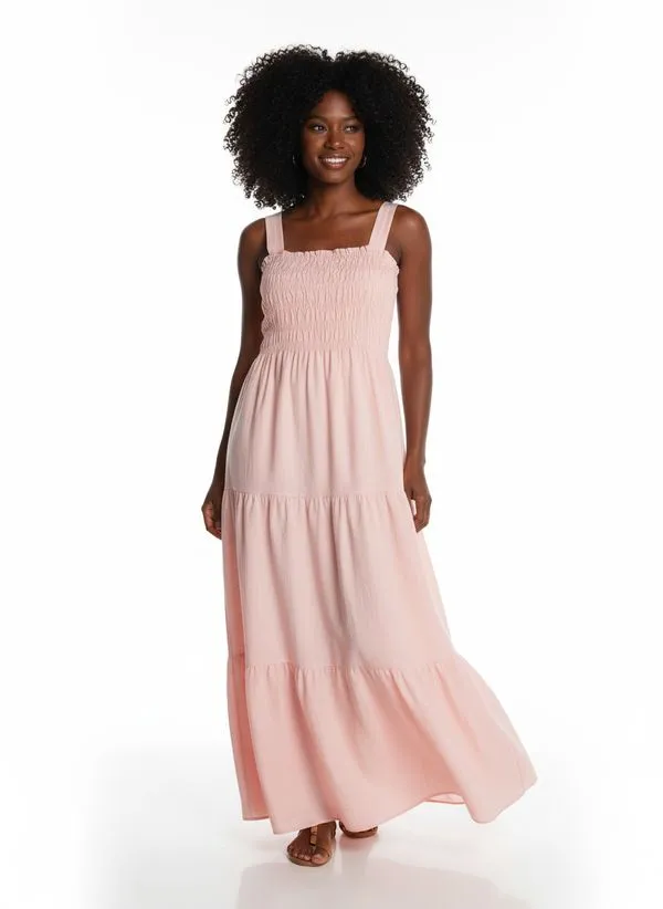 Vestido Tricoline Feminino ROSA CLARO P