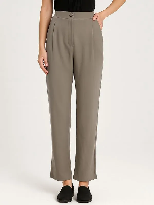 Calça Alfaiataria Reta Feminina CINZA GG
