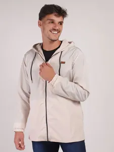 Jaqueta Corta-Vento com Capuz Masculino AREIA G