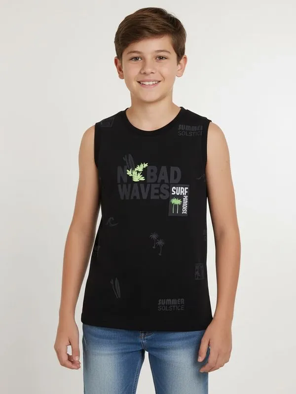 Camiseta Regata Juvenil Para Menino - PRETO 16