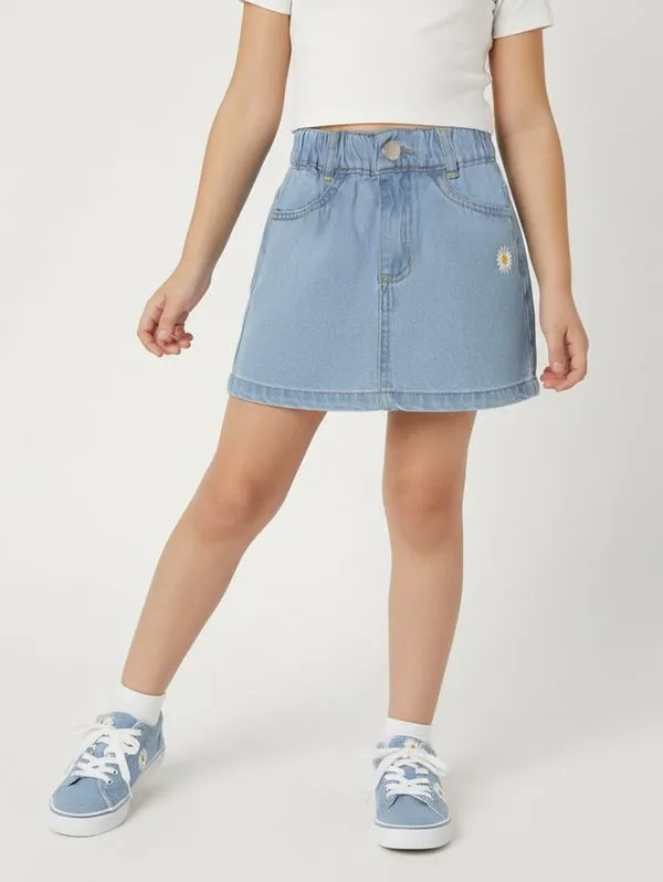 Saia Jeans Infantil Para Menina - AZUL 4