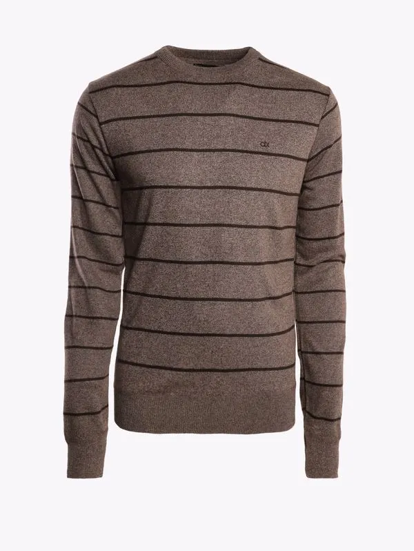 Suéter Tricot Listrado Masculino MARROM P
