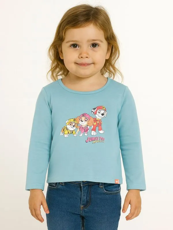 Camiseta Manga Longa Infantil Para Menina - VERDE 2