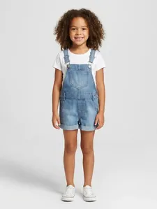 Jardineira Jeans Infantil Para Menina - AZUL 6