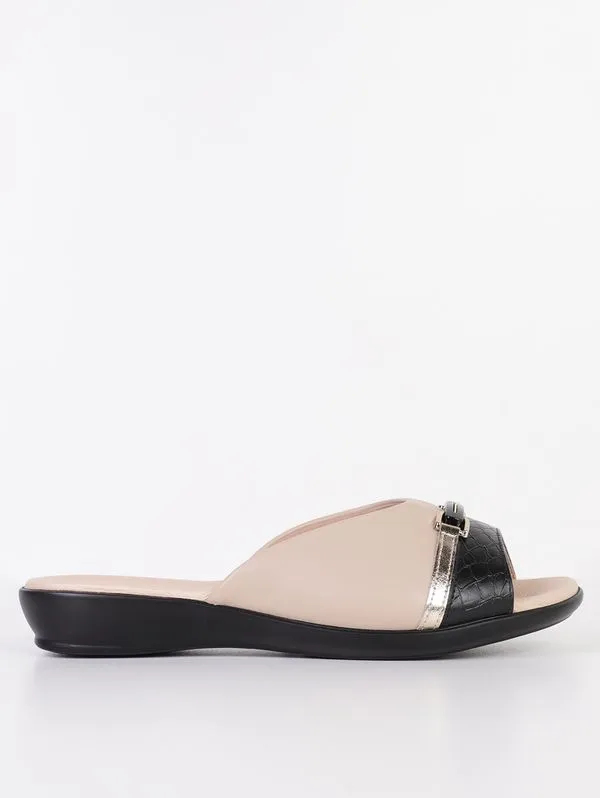 Tamanco Camila Piccadilly Feminino BEGE/PRETO/DOURADO 38