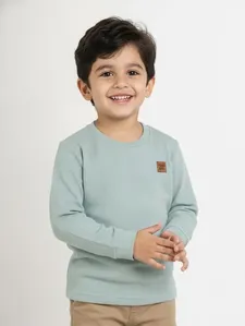 Camiseta Manga Longa Infantil Para Menino - VERDE 1