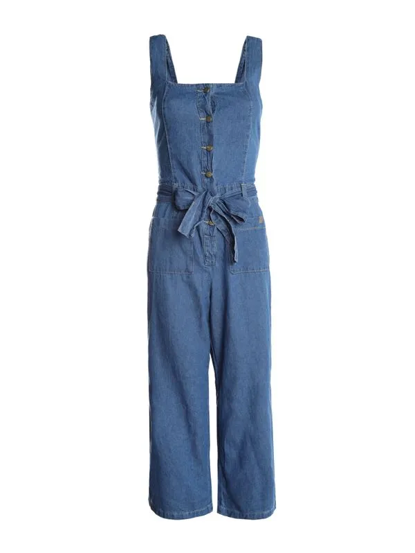 Macacão Jeans Pantacourt Feminino AZUL M