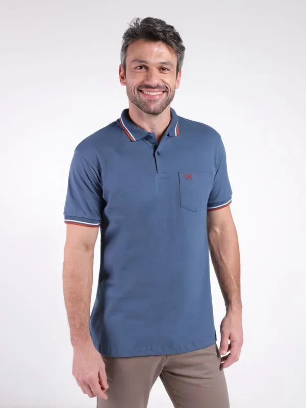 Polo Manga Curta Vilejack Masculina AZUL G