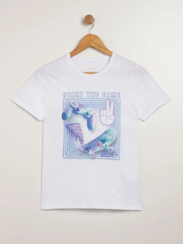 Camiseta Manga Curta Vels Juvenil Para Menino - BRANCO 12