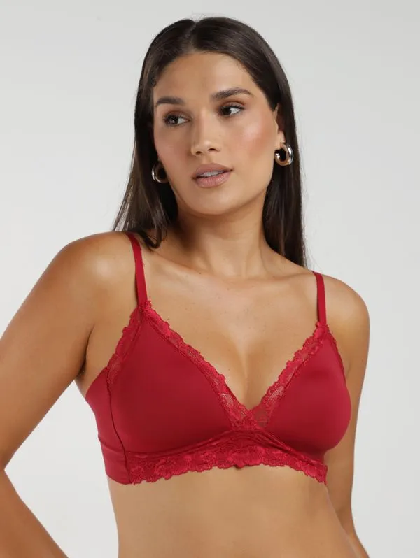 Sutiã Bojo Triângulo Rendado Feminino VERMELHO 46