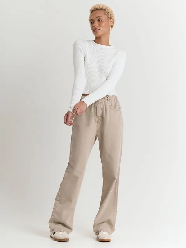 Calça reta com cordão na cintura Natural 32