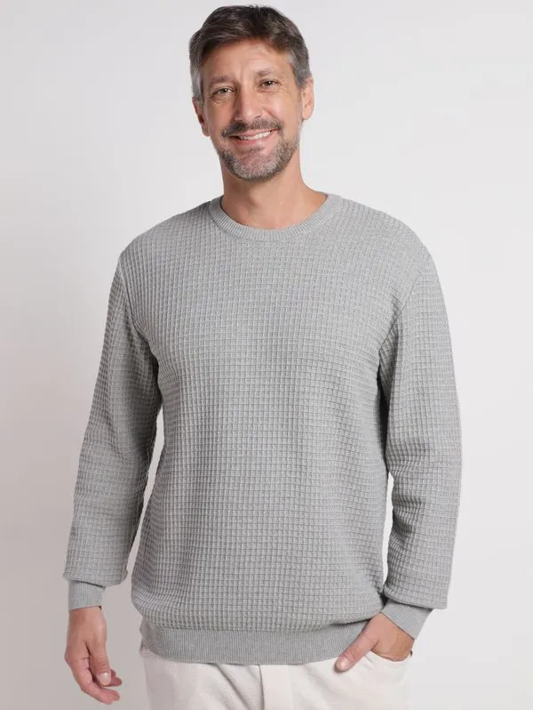 Blusão Tricot Manga Longa Masculino CINZA GG