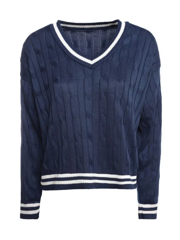 Blusão Tricot Decote V Feminino MARINHO M