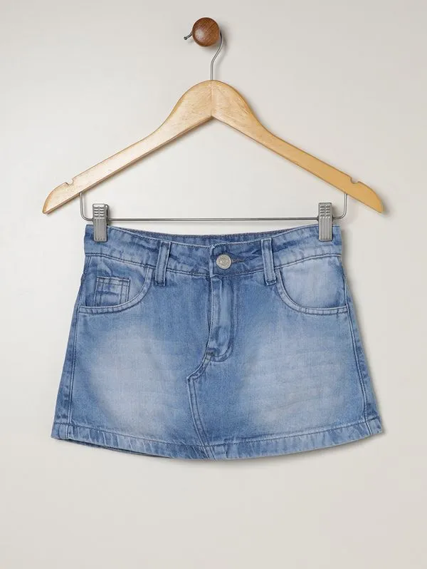 Saia Jeans Juvenil Para Menina - AZUL 12
