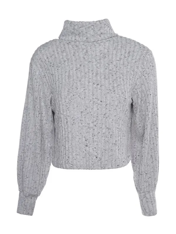 Blusão Tricot Canelado Gola Alta Feminino MESCLA GG