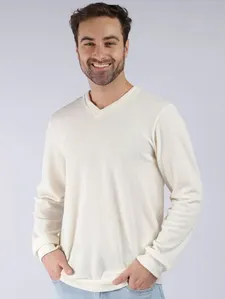 Blusão Tricot Gola V Masculino OFF WHITE G