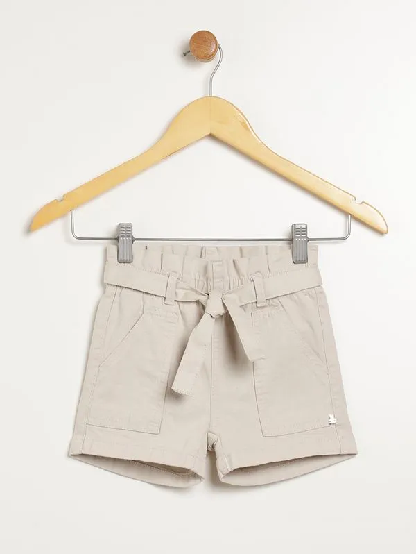 Short Sarja Clochard Infantil Para Menina - BEGE 8