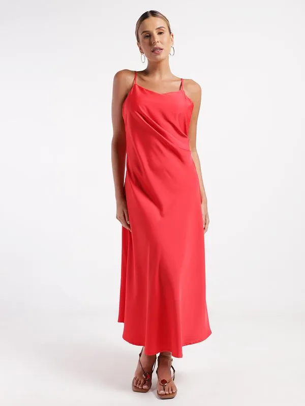 Vestido Slip Dress Acetinado Eagle Rock Feminino VERMELHO P