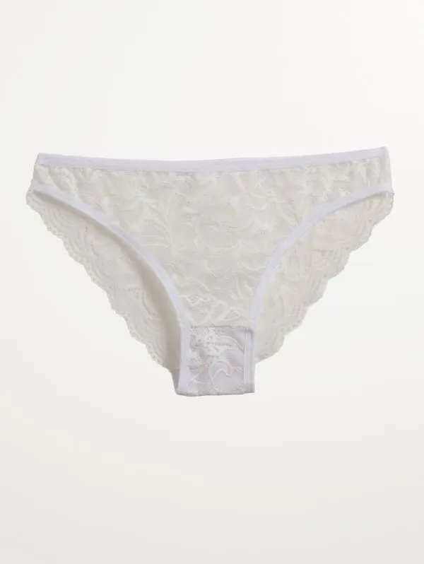 Calcinha Tanga Renda Feminino BRANCO GG
