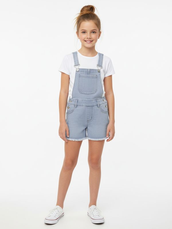 Jardineira Jeans Juvenil Para Menina - AZUL CLARO 12