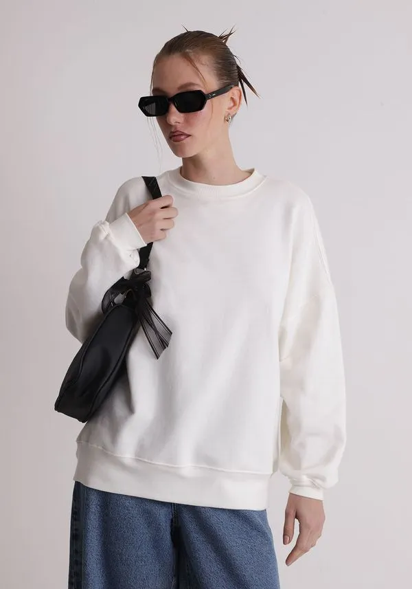 Moletom básico feminino oversized Off white GG