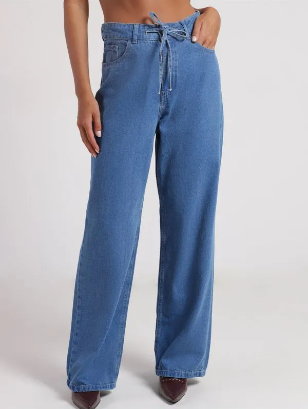Calça Jeans Wide Leg Autentique Feminina AZUL 42