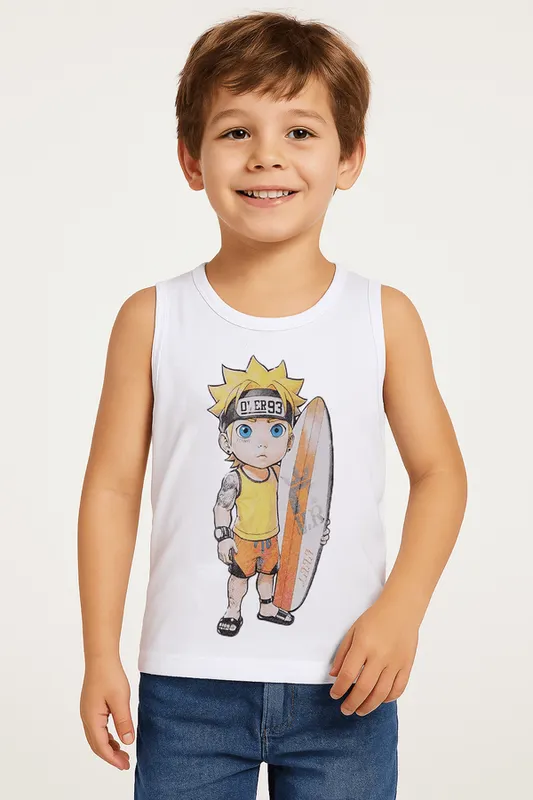 Camiseta Regata Infantil Para Menino - BRANCO 4