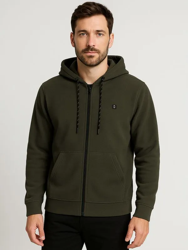 Jaqueta Fleece com Capuz Masculina VERDE G