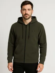 Jaqueta Fleece com Capuz Masculina VERDE G