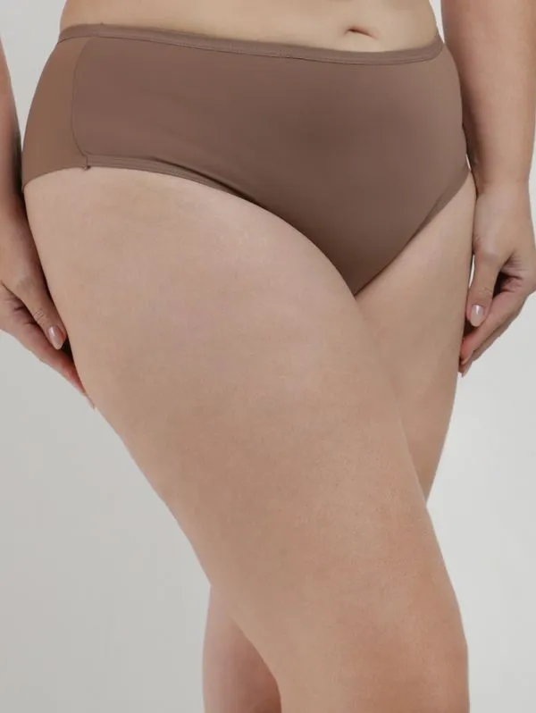 Calcinha Alta Mricofribra Fio Duplo Feminina MARROM 48