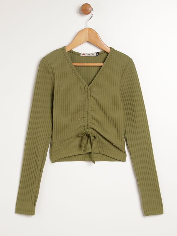 Blusa Canelada Juvenil Para Menina - VERDE 16