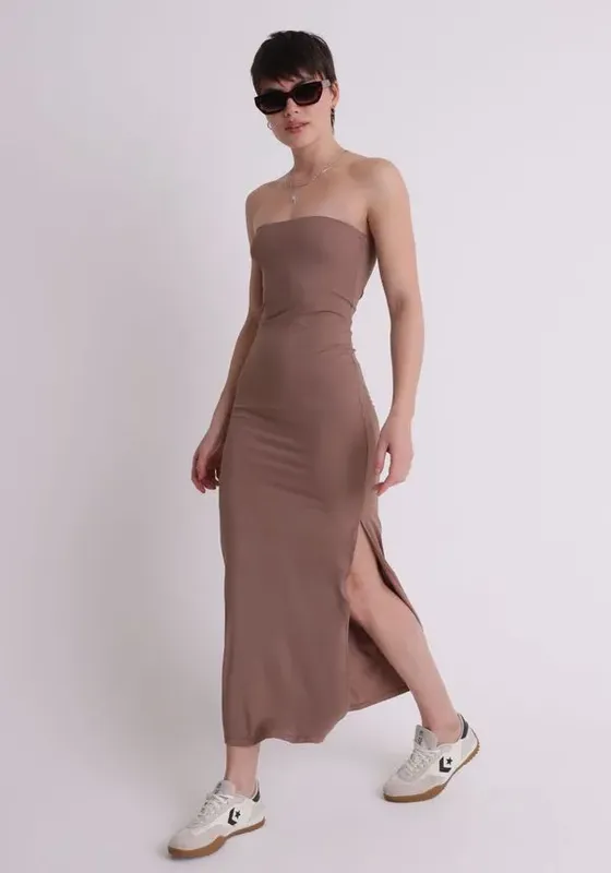 Vestido midi sem alças Natural GG