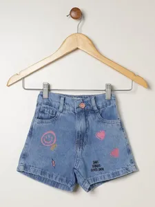 Short Jeans Infantil Para Menina - AZUL 8