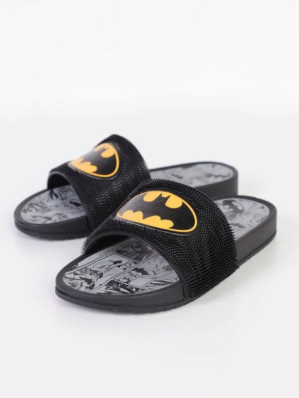 Slide Batman Grendene Juvenil Para Menino - PRETO/AMARELO 35