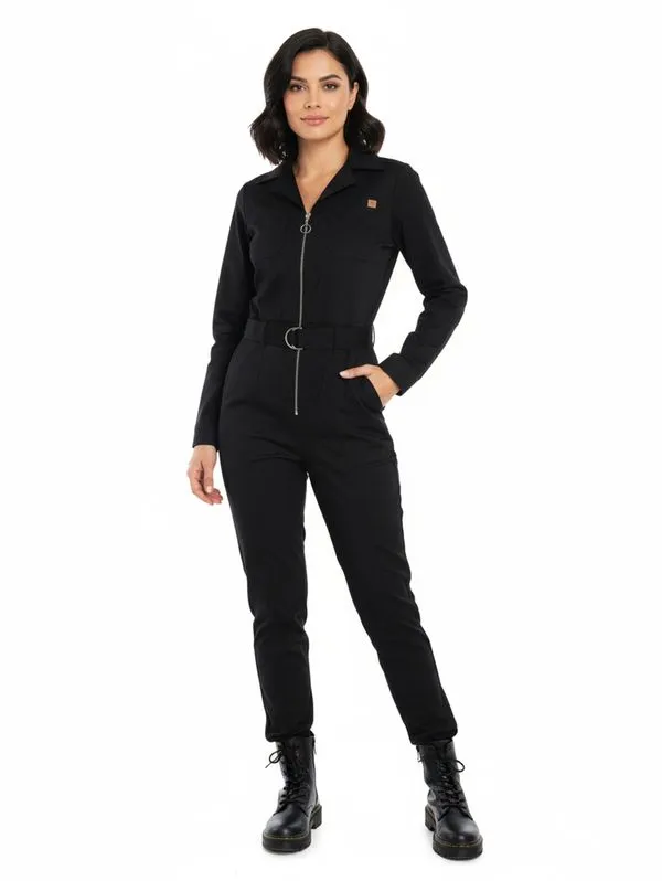 Macacão Jardineira Sarja Feminino PRETO 46