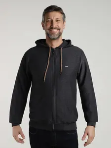 Jaqueta Moletinho com Capuz Masculina PRETO G