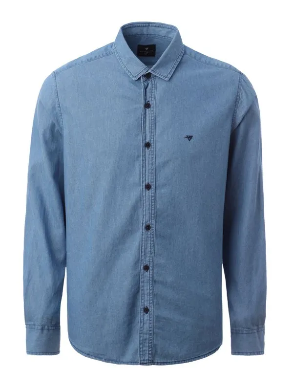 Camisa Jeans Manga Longa Slim Masculina AZUL GG